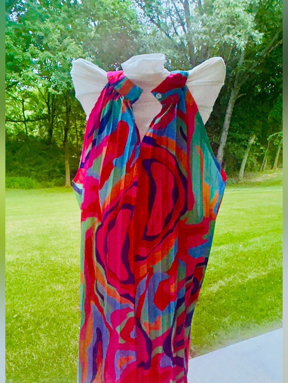 Women’s Colorful Abstract Sleeveless Midi Dress- Size 1Xl - Picture 6 of 7